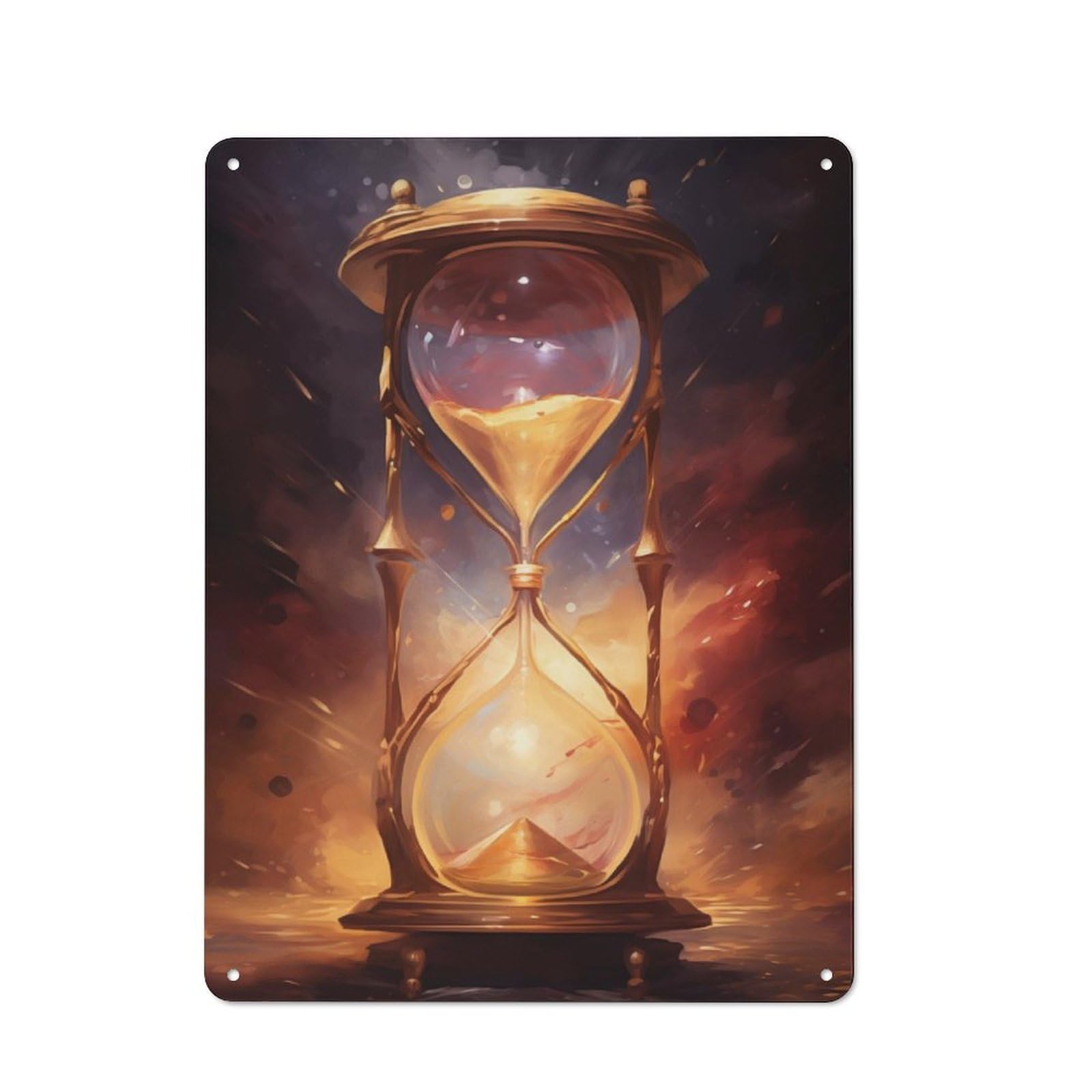 Junmoney Hourglass Of The Cosmos For Lounge Or Reading Corner, Rustic Tin Sign 40X30cm, For An Autumn Update To Lounge And Reading Corner