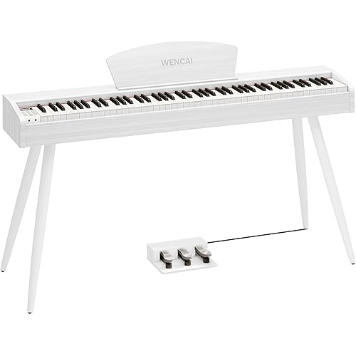 WENCAI Digital Piano 88-Key Fully Weighted Keyboard - Hammer Action Electric Piano, Full-Size Wooden Pianos for Beginner Professional Adults with Sheet Music Stand Triple Pedal, White