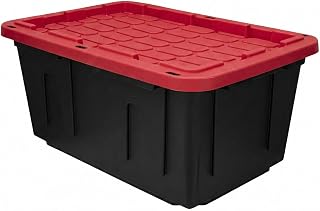 27 Gallon Durable Plastic Storage Tote, Stackable Storage Container, 1-Pack | Storage Tote with Latching Lid and Pull Handle, Home Garage Moving Organization, and store tools, sundries, outdoor supplies