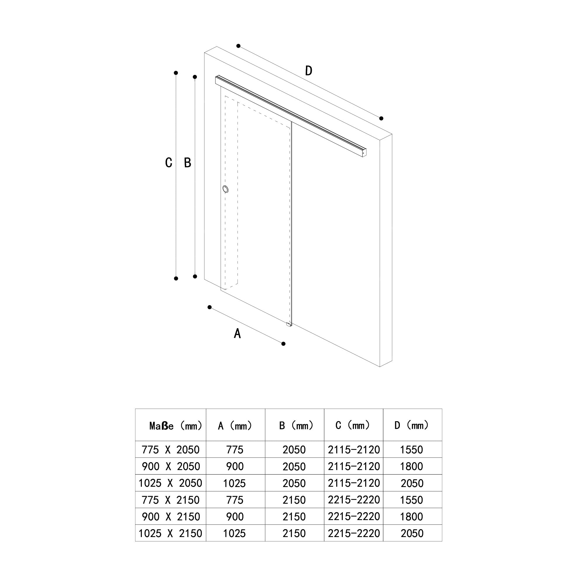 Mai & Mai Porta Scorrevole in Vetro 102.5x215cm, Porta Scorrevole in Vetro Satinato 8mm in 5 Strisce con Binario e Maniglia Rotonda per Bagno Cucina Studio Ufficio, Nero, Amalfi-plus 11H