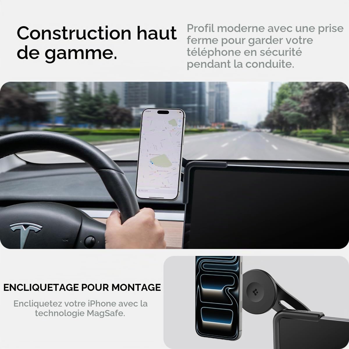 Spigen Tesla Support Téléphone Voiture [Fixation sans Adhésif]