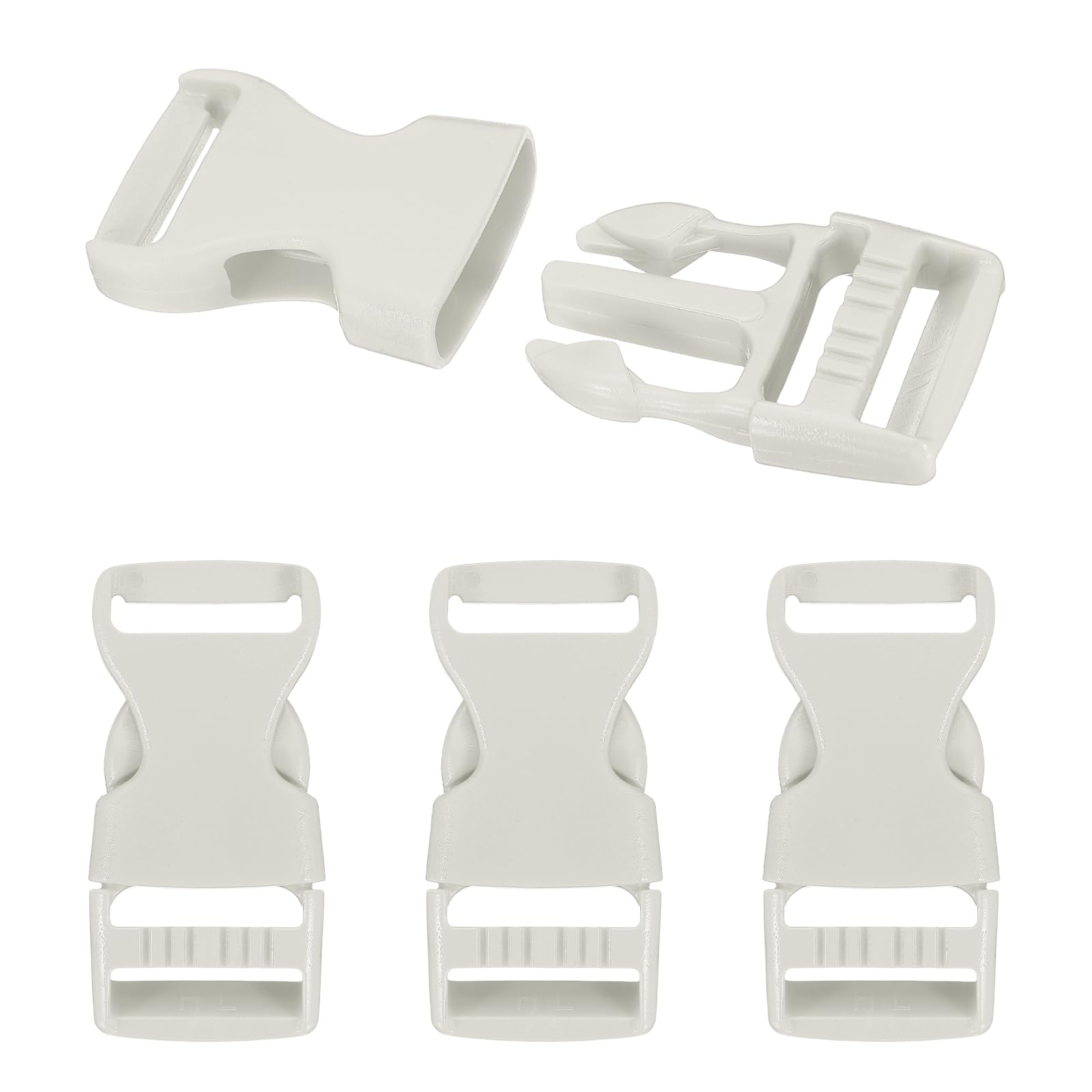 PATIKIL 4 Pack Quick Side Release Buckle, 1"(25mm) Plastic Buckle Clip Dual Adjustable Belt Snap Fasteners Clasp for Backpack Outdoor Paracord Bracelets Pet Collar, Gray