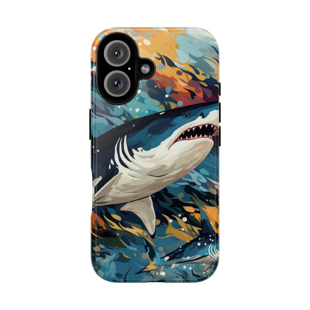 Coque iPhone 16 requin ocean rigide effet brillant luxe - 5