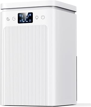 Dehumidifier for Home, 75 OZ Water Tank, Quiet Dehumidifiers for Home with Auto Shut Off, Auto Defrost, Timer, Sleep Mode, 7 Color Light Dehumidifier for Basement, Bedroom, Bathroom - White