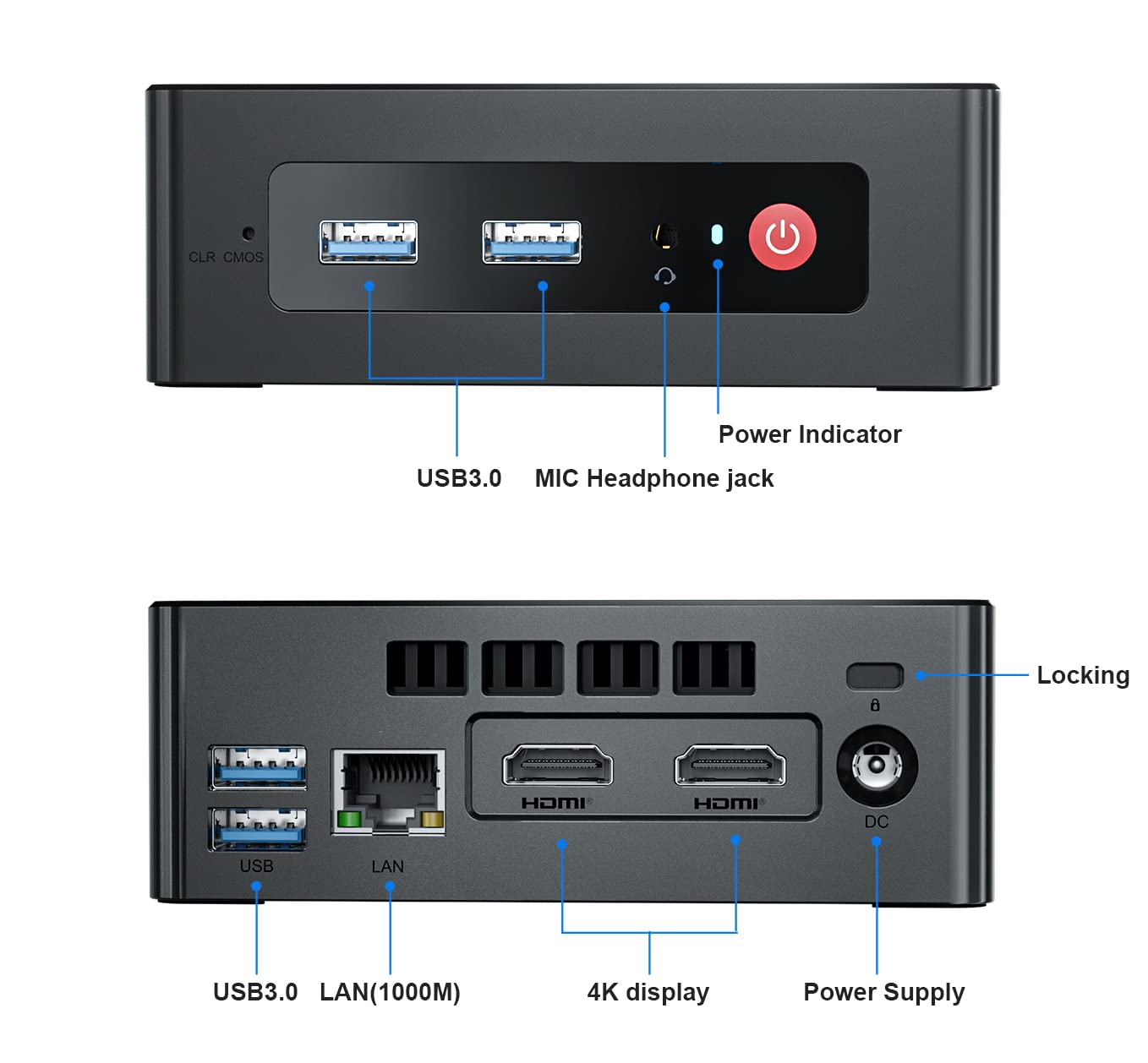 Beelink MINI S - Mini PC a basso consumo energetico, Windows 11 Pro, Intel Celeron N5095, UHD 4K, RAM 8 GB DDR4, SSD 128 GB, Wi-Fi 5 AC, Gigabit Ethernet, Bluetooth, 2x HDMI, VESA, GARANZIA ITALIANA
