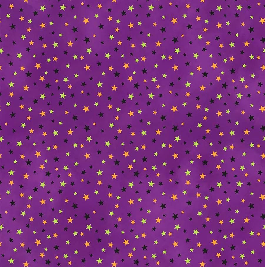 NorthcottDouble Bubble Kitty Trouble Stars Purple, Fabric by The Yard