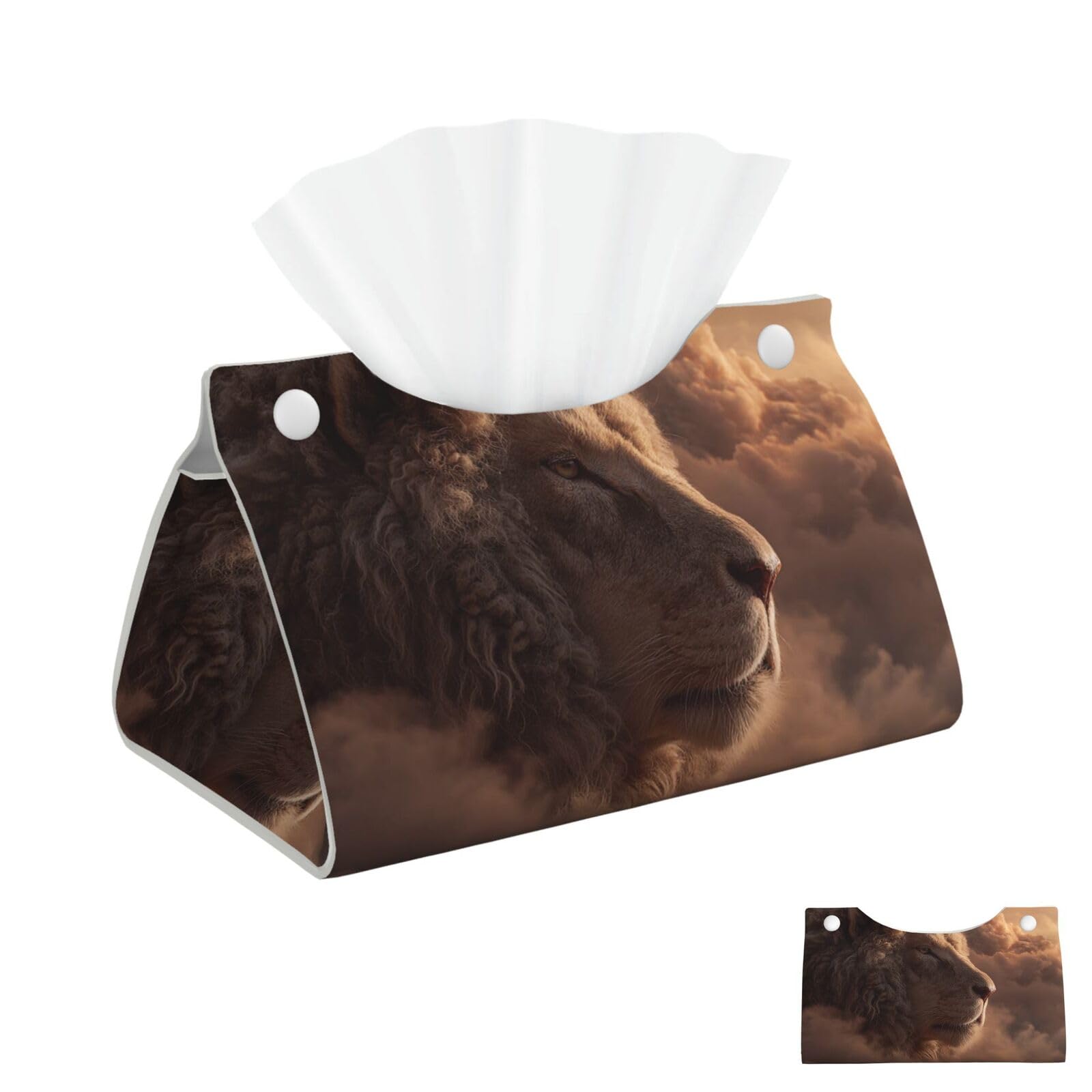 Lamb With a Lion on the Clouds Tissue Box Cover Square Cube Boxes