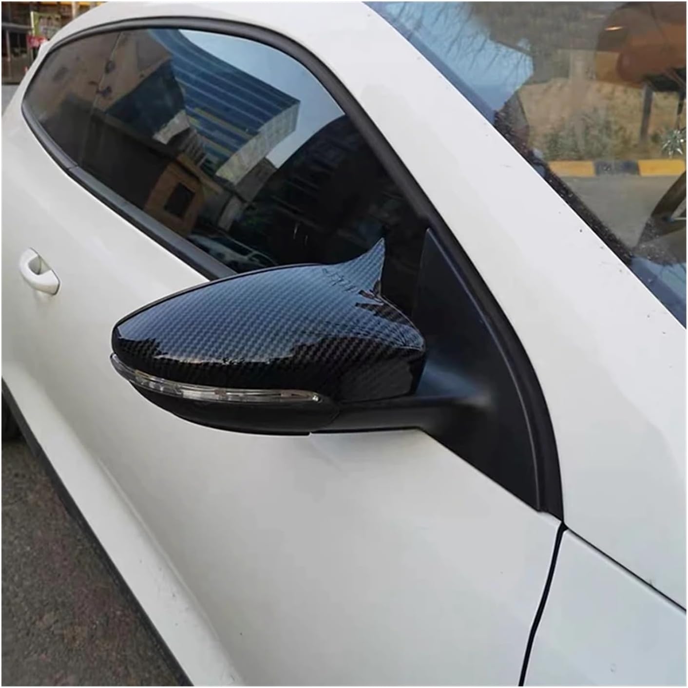 4X Compatible With Scirocco 2009-2018 Plastic Door Side Wing Rearview Mirror Ox Horn Cover Cap Car Accessories