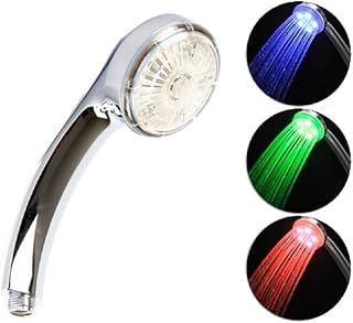 REY Alcachofa de Ducha LED Multicolor, Cabezal de Ducha con Luz en 3 Colores Diferentes y Cambiantes Según la Temperatura