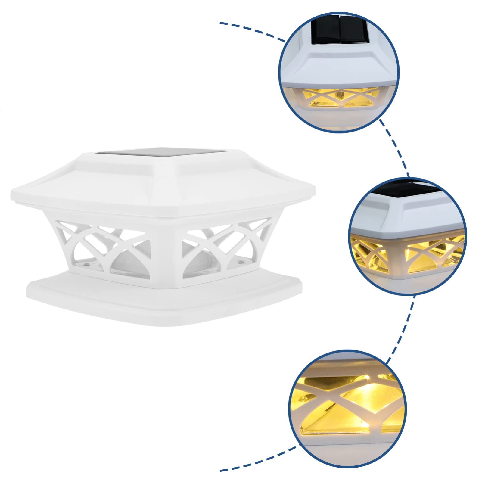 Uonlytech 3 Pezzi per Recinzione Paesaggistica per Esterni Palo Quadrato Pilastro Decorazione da Giardino Lampada da Notte Cappucci per Inondazione LED Decorazione Patio Luci Solari