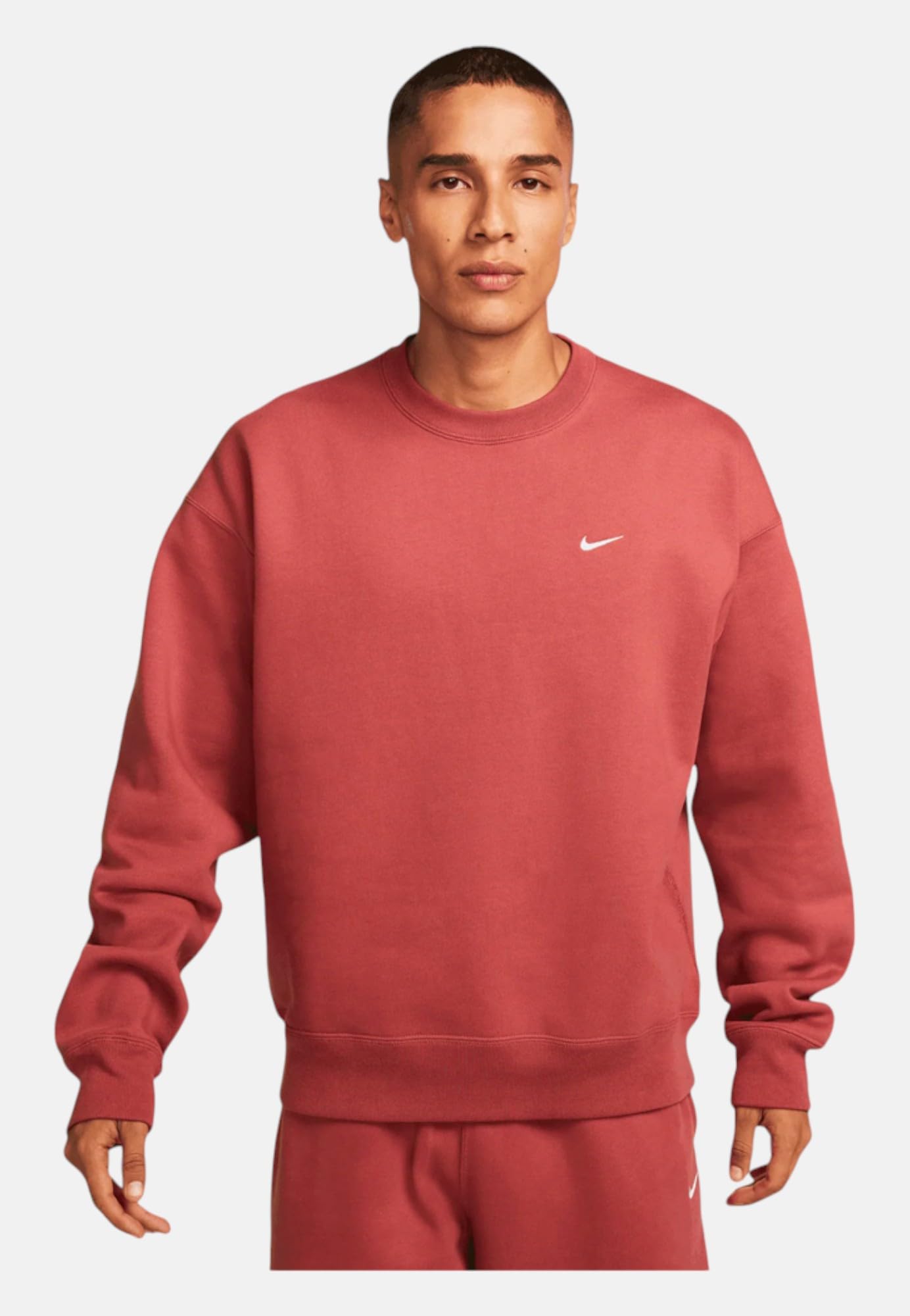 Nike Men's Nrg Crew Sweat Sweatshirt, Canyon Rust, White, M