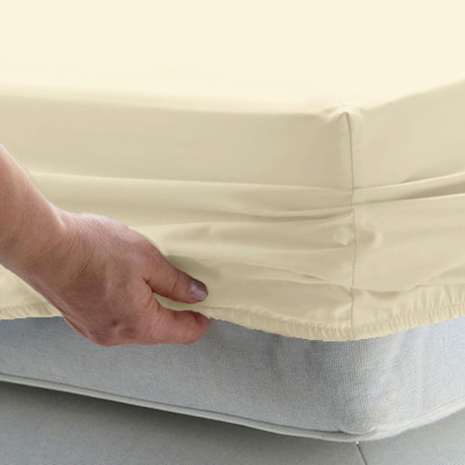 Drap housse 180x200 bonnet 40 cm pour matelas épais en coton 1000 fils