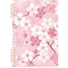 JUZIHAI Pink Cherry Blossom Spiral Notebook 1 Pack 8.3" x 5.7", A5 Lined Paper, Removable 60 Sheets, Hardcover Journal Notebooks