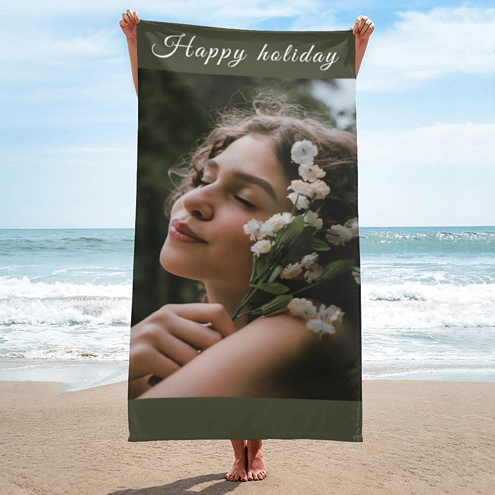 E-shine Custom Photo Beach Towels Personalized Beach Towels for Women(1 Photo 30”×60”)