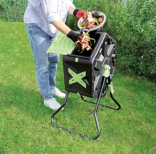 60L Trommel-Komposter – drehbarer Schnellkomposter für Garten | UV-geschützt, wetterfest & belüftet | Kompost Tonne für Küchen- & Gartenabfall
