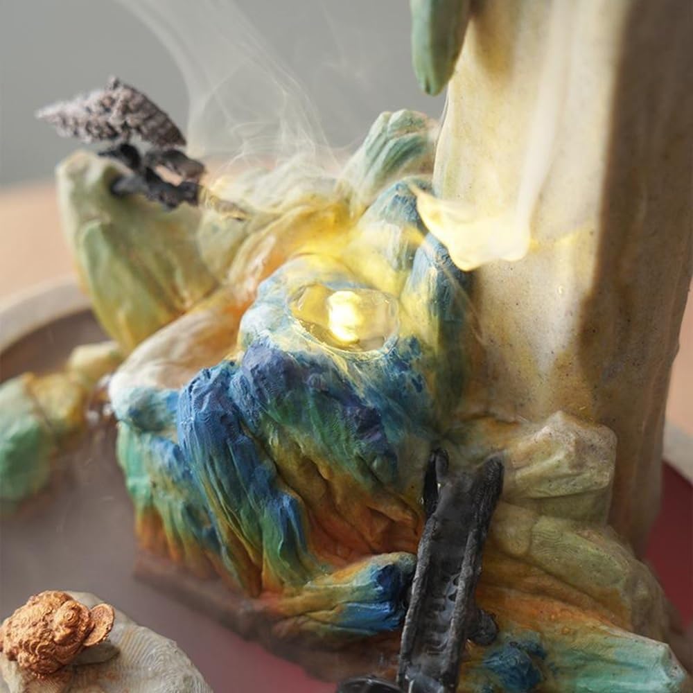 Fuente de sobremesa Fuente de Escritorio de rocalla de Arenisca Decoración de Escritorio Agua circulante Fuente pequeña Meditación Relajación Fuentes Decorativas(Blanco)