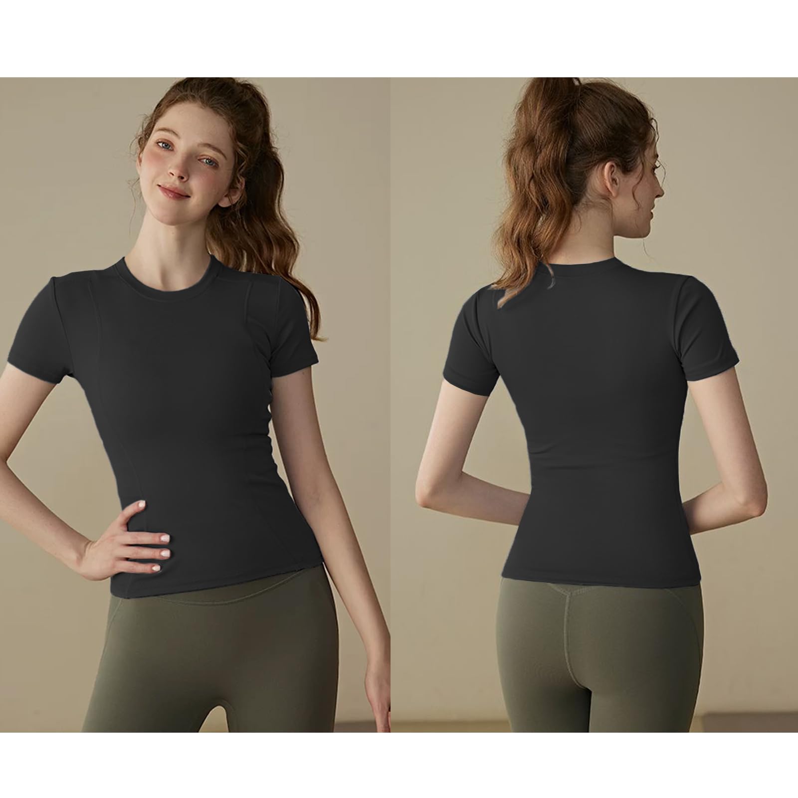 Camiseta Deportiva de Manga Corta para Mujer, Camisetas de Yoga para Correr, Camiseta Elástica Corta