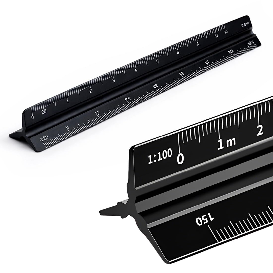 Escalímetro Profesional - Regla Triangular De Aluminio - 15 Cm - 1:20 1:50 1:75 1:100 1:125 (Versión Portátil)