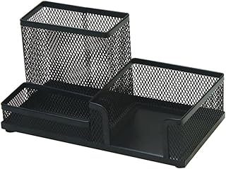 HOMSFOU メタルメッシュデスクオーガナイザー 卓上ペンホルダー コンパートメント収納 耐摩耗 耐傷性付 テーブル整理用品 オフィス文房具収納用