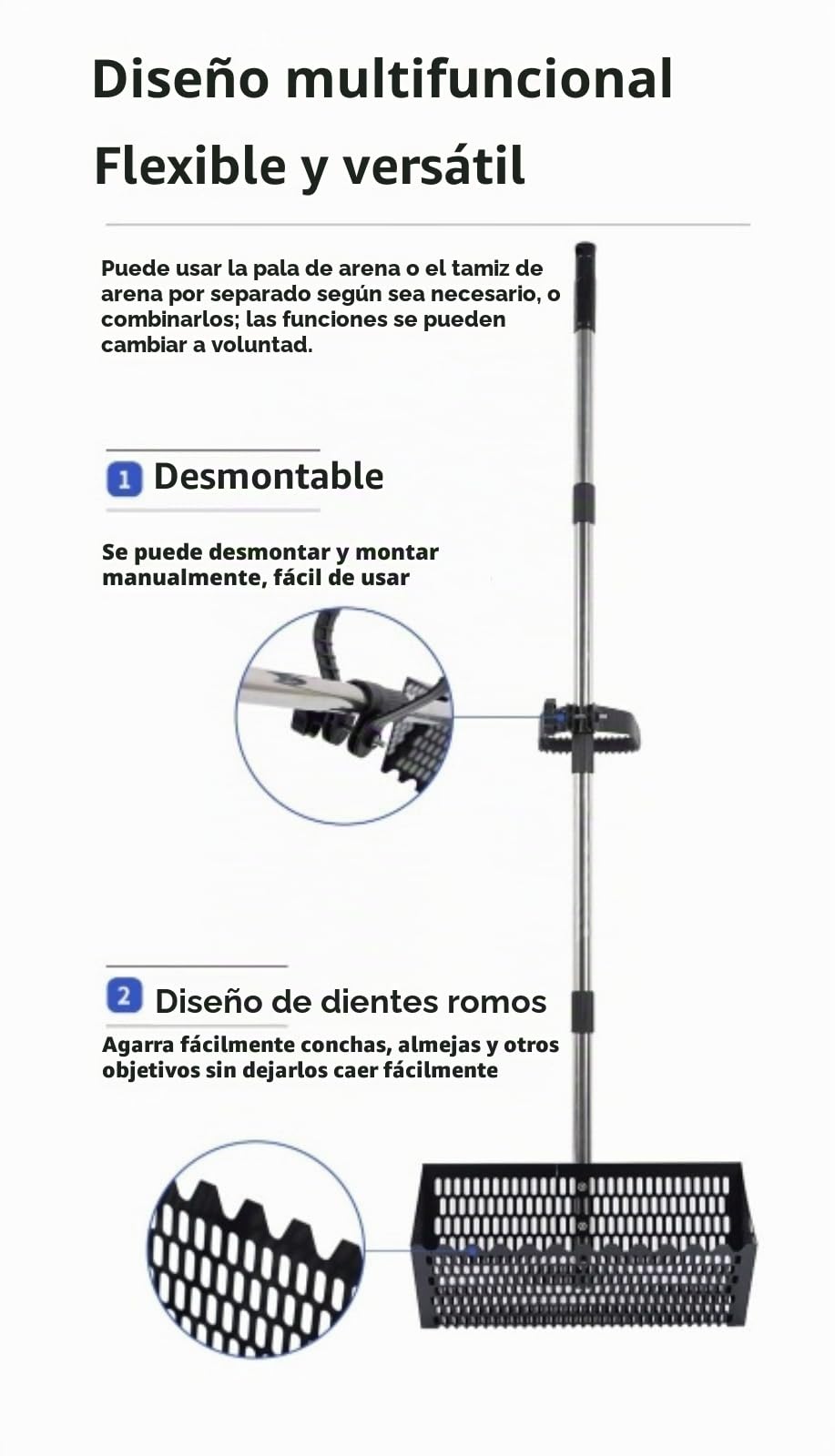 Rastrillo de Arena de Playa, rastrillo de Acero al Carbono para pulgas de Arena, colador de Arena con Cesta Trapezoidal Plegable para Conchas de mar, pulgas de Arena, cangrejos,el tamiz Viene con