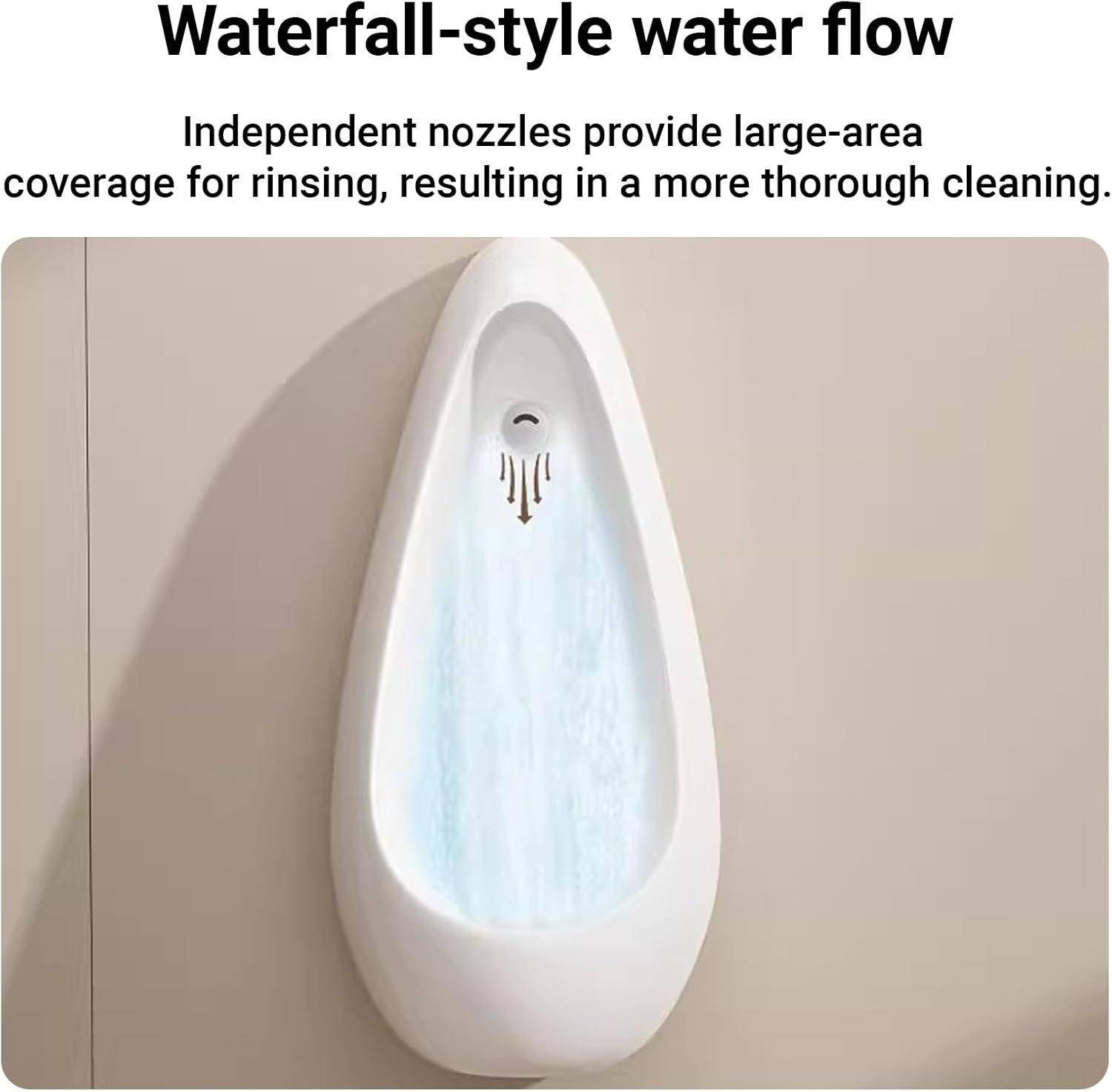 Wall-Mounted Automatic Sensor Flushing Urinal for Men's,Ceramic Urinals for Men Spill Proof Nighttime,for Bathroom Commercial Hotel Garage Bar,Public Toilet(Surface-Mounted Sensor)