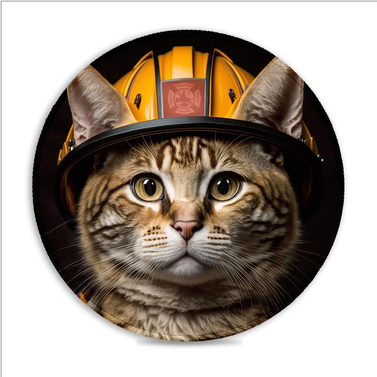 LJSPTU Alfombrilla de ratón redonda con diseño de gato de bomberos (10 pulgadas) con costuras antideshilachado y base de goma para control de precisión para juegos y oficina