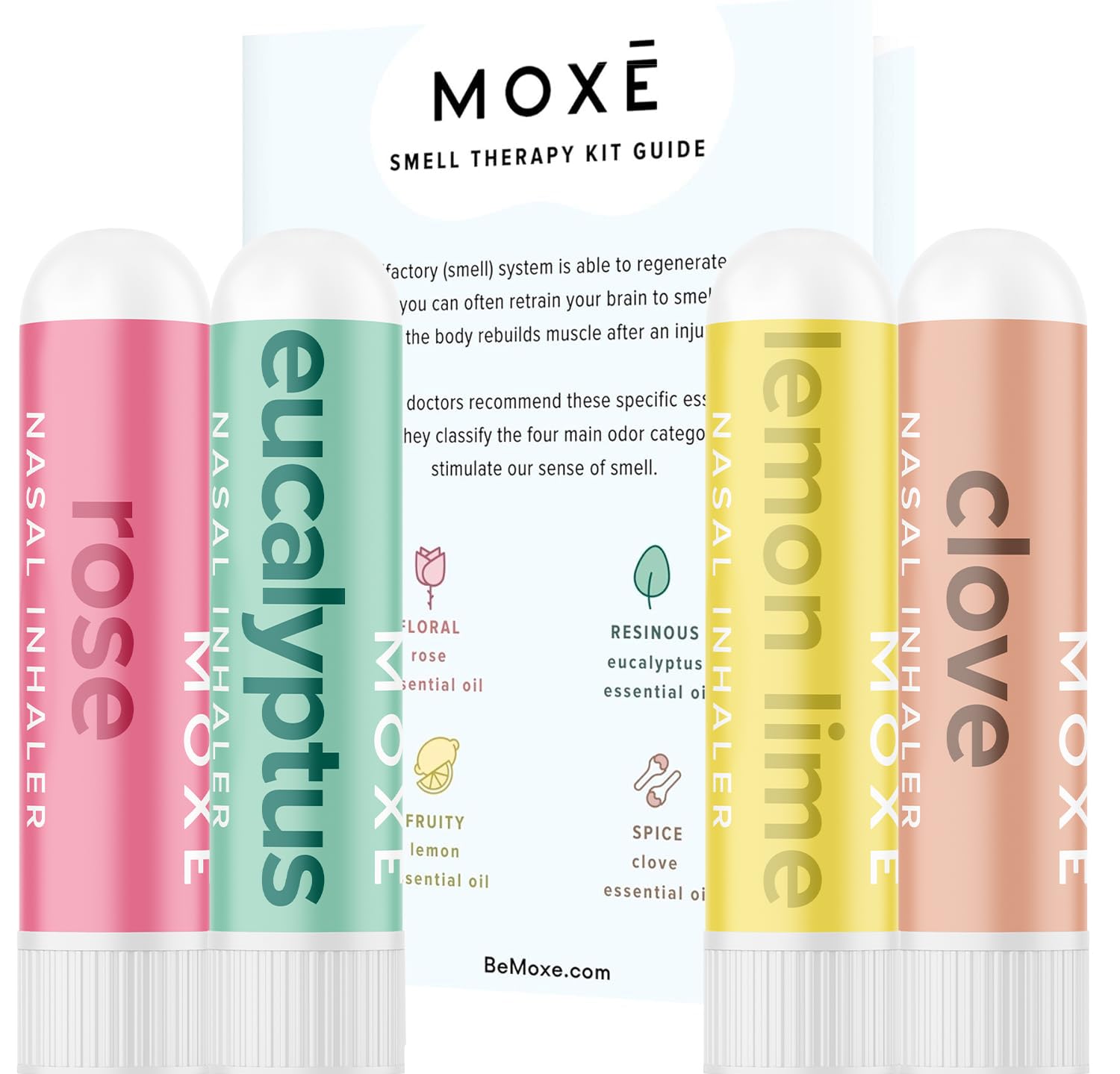 MOXĒ Smell Training Kit, 4 Essential Oils, Olfactory Regeneration, Helps Restore Sense of Smell, Natural Therapy for Smell Loss (Phase 1)