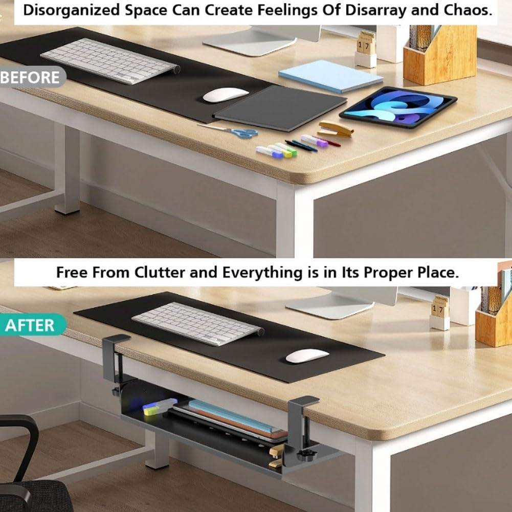 Support Rangement PC Portable pour sous Bureau 40x26cm Acier