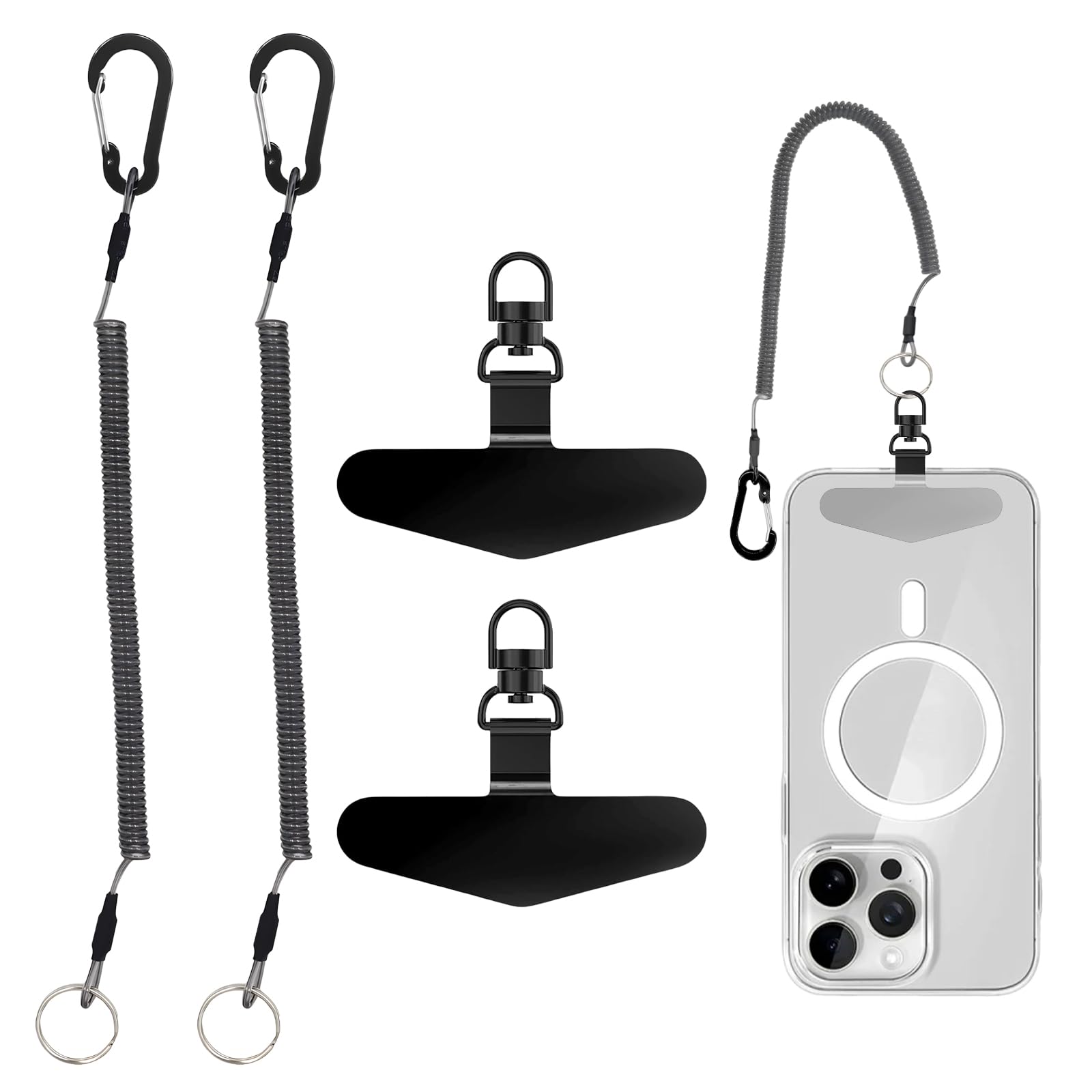 Uoxmiy Anti Theft Phone Strap,Phone Tether with 360° Metal Tether Tab,Lanyard Retractable for Outdoor Skiing Hiking Climbing Fishing,Compatible with Most Smartphones