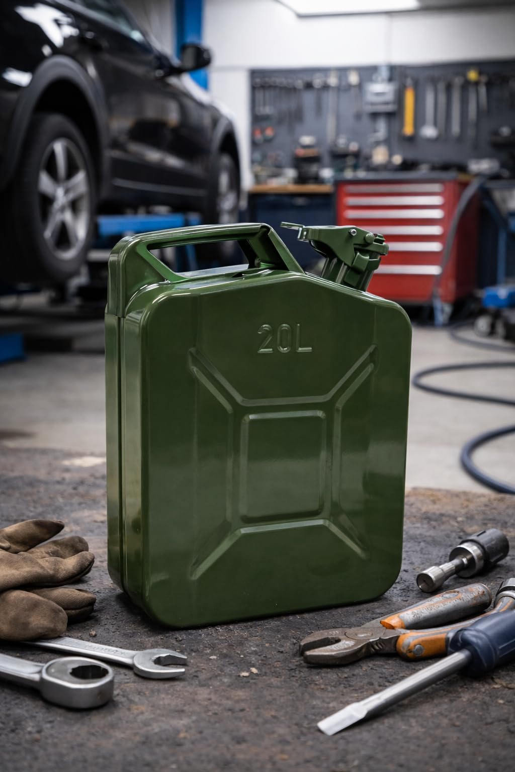 Tanica de acero pintada verde, homologada para combustible, gasolina y diésel, uso agrícola, náutico y de camping (20 L)