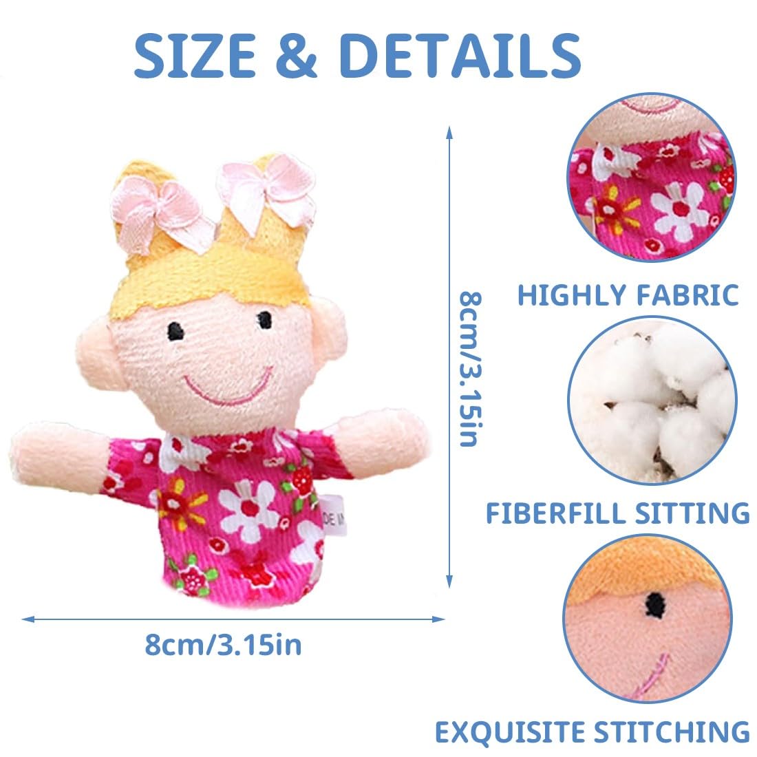 6 Pcs Bambole da dito regalo di compleanno per bambini, set di peluche per ragazzi e ragazze, regalo per Natale, Pasqua e feste per bambini（membri della famiglia）