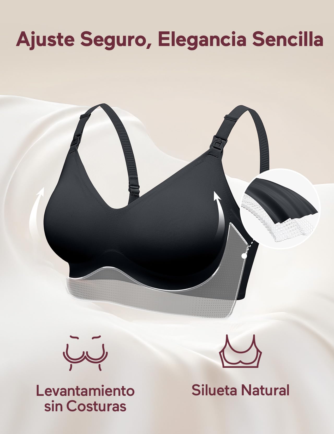momcozy Sujetador de Lactancia sin Aros, Sujetador cómodo sin Costuras, Acolchado de Forma Natural, Suave para Dormir de Maternidad