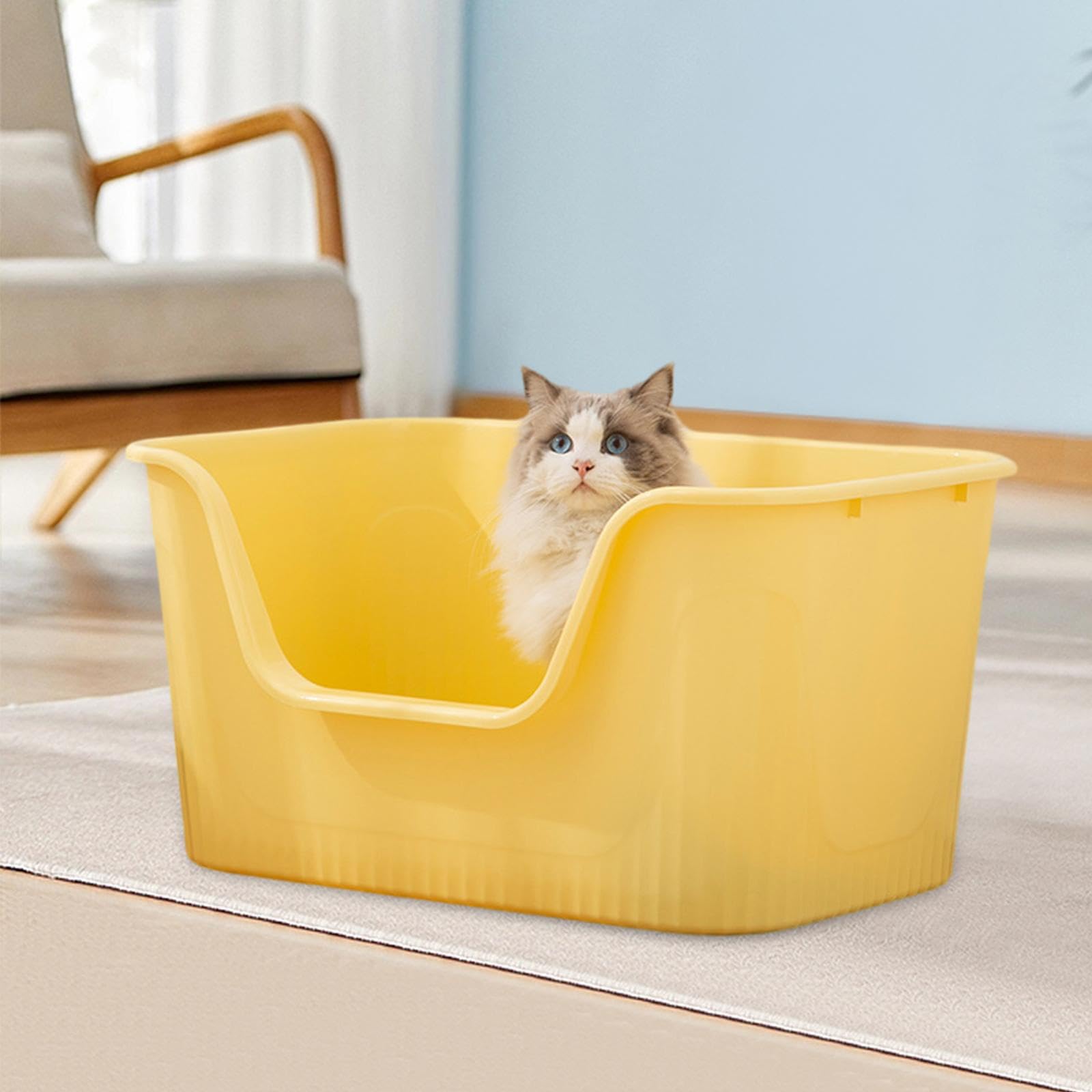 Lettaia, Lettiera for gatti, for animali con coperchio aperto(Yellow)