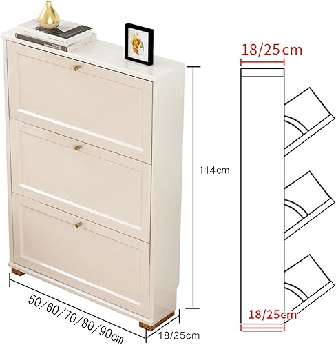 Miniatura 2 de Armario de almacenamiento de zapatos delgado para entrada, armario organizador de zapatos oculto, armario de zapatos blanco estrecho, estante de