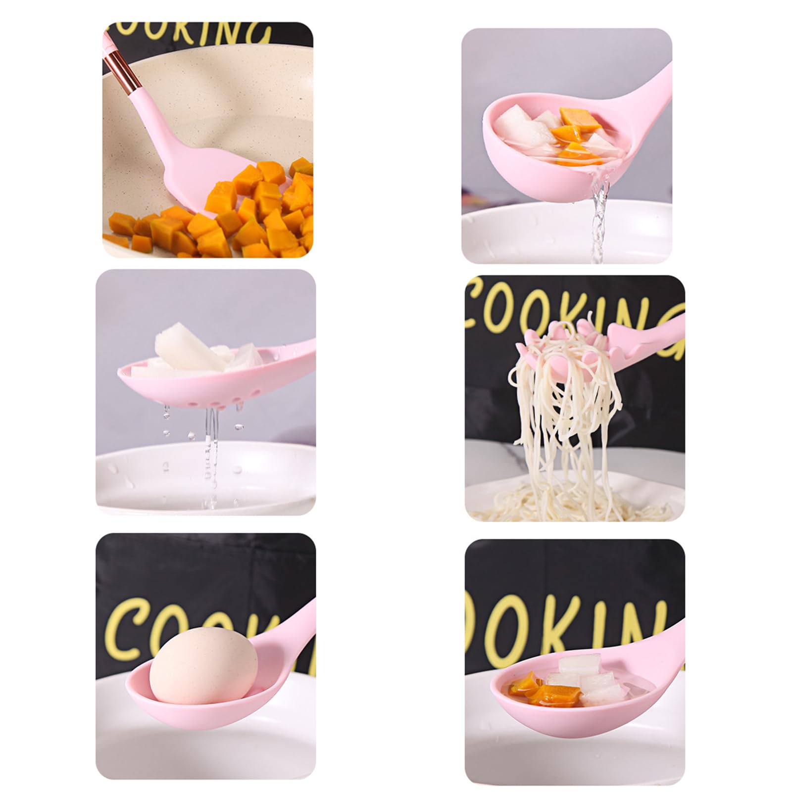Silikon Küchenhelfer Set, Küchenutensilien Kochgeschirr Hitzebeständig Kochbesteck Backen Kochen Antihaft 7 Stück,Spray dots,White