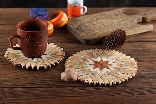Miniatura 3 de SPL Woodcraft Ukraine - Juego de 2 salvamanteles grandes de madera hechos a mano para platos calientes, diámetro de 9 y 7 pulgadas, posavasos