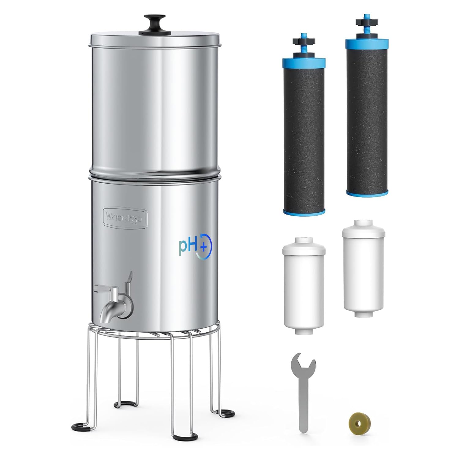 Photo 1 of [Alkaline] Waterdrop Gravity-fed Water Filter System, Increase PH, Reduces Fluoride and up to 99% of Chlorine, with 4 Filters and Metal Spigot, King Tank Series, 2.25G