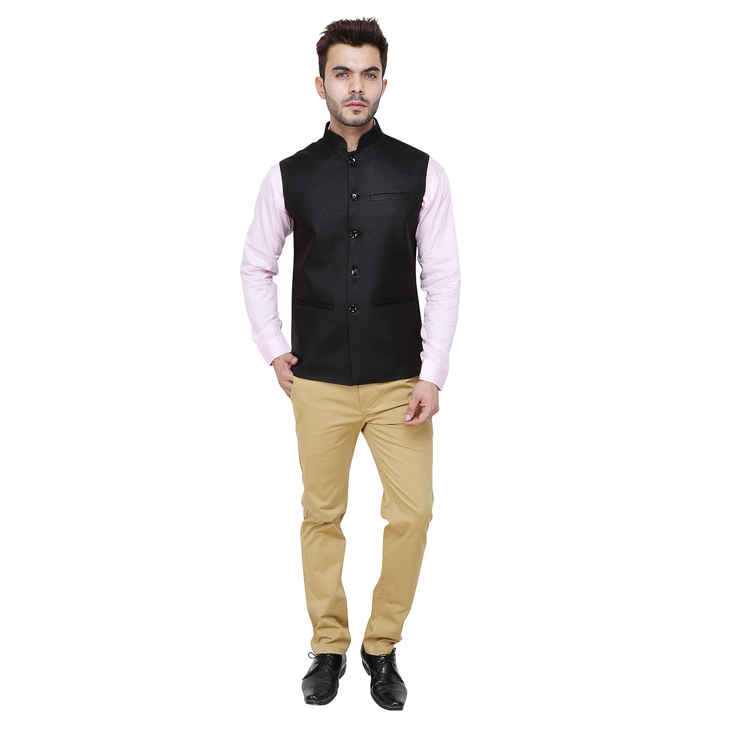 Badoliya & Sons Men's Designer Jute Nehru Jacket/Waist Coat (Black, 42) - Image 6 thumbnail