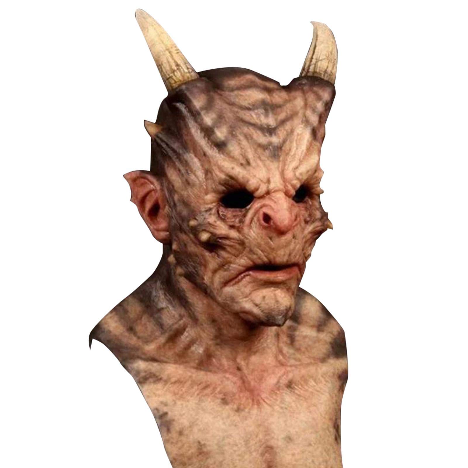 danio Realistic mask, adult Halloween luxury latex full head horns warcraft mask, cosplay decoration mask for Halloween, Christmas, Easter