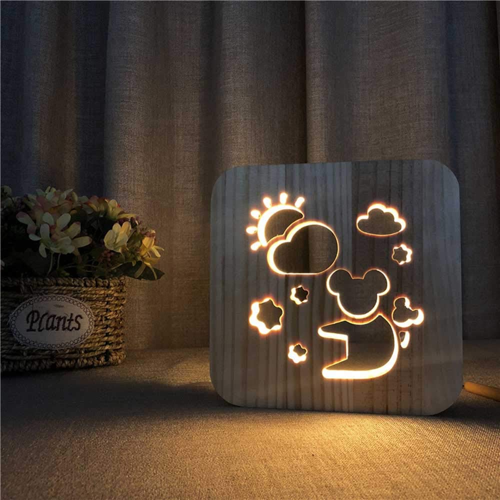 Lampe en bois créative veilleuse LED koala et veilleuse de table