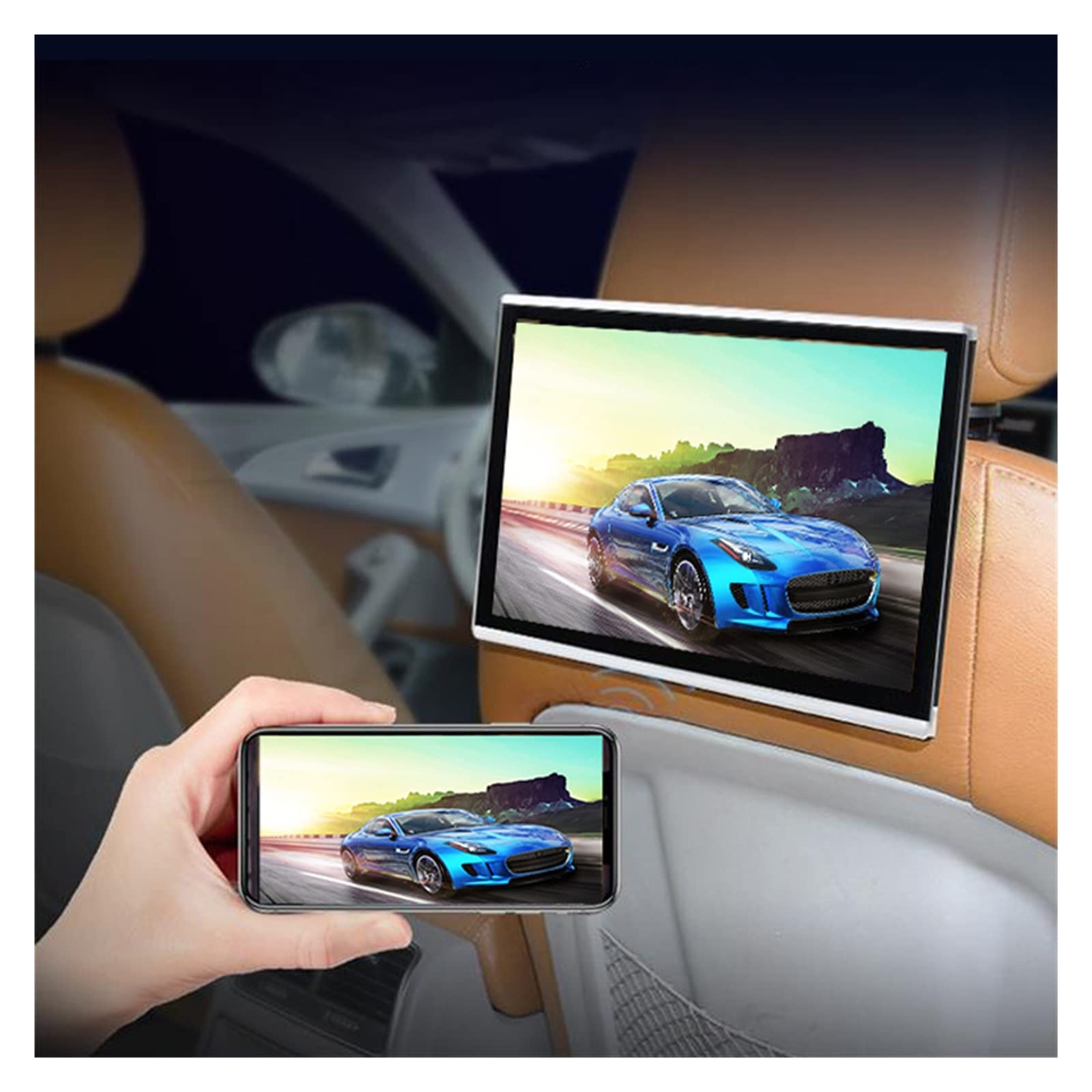 Monitor for poggiatesta for auto Touch Screen 11/12/13 pollici 3 + 32GB Automobile Sedile posteriore Lettore video Logo for In/Out Film per bambini(216 Silver 12 inch 1)