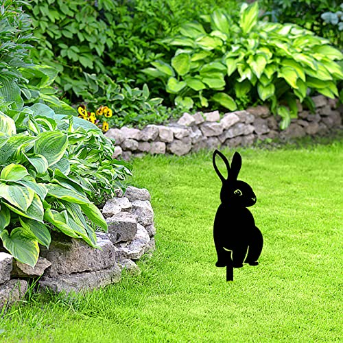 Befoka Easter Decorations Animals Rabbit Silhouette Yard Art Garden Metal Hollow Inserts Decorative Stake For Pathway, Floor, Garden, Lawn, Outdoor Decoration (D) #TOP1
