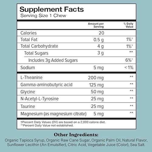 Miniatura 2 de Chewsy Tan largo estrés, masticables afrutados tranquilos, mantente tranquilo y concentrado. Con L-teanina, aminoácidos, GABA, glicina, tirosina,