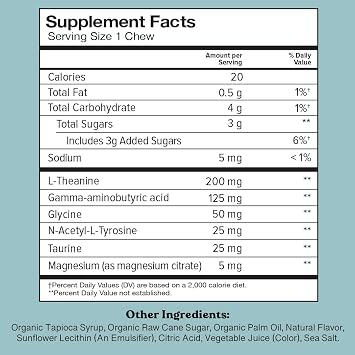 Chewsy So Long Stress, Calm Fruity Chews, Stay Calm & Focused. w/L-theanine, Amino Acid, GABA, Glycine, Tyrosine, Taurine & Magnesium. Non-GMO and Gluten-Free. Tropical Fruity Chews, 30-Day Supply