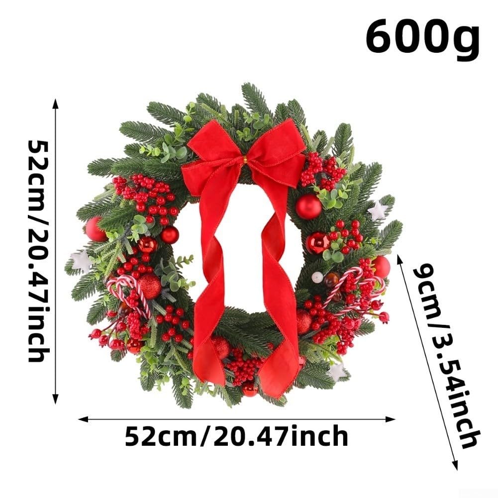 Klassischer Tannenkranz Grün-Rot 52cm für deko Klassischer Tannenkranz