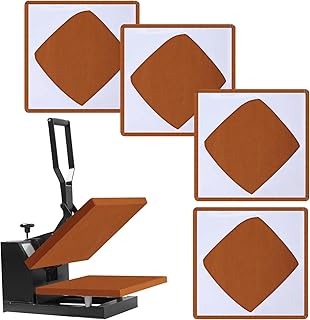 Mixweer 4 Pcs Heat Press Platen Wrap Cover Non Stick Heat Resistant Reusable Sheets Pad Mat Pillow for Sublimation Transfers Heat Pressing Machine from Residue Inks, Brown and White (15 x 15 Inch)