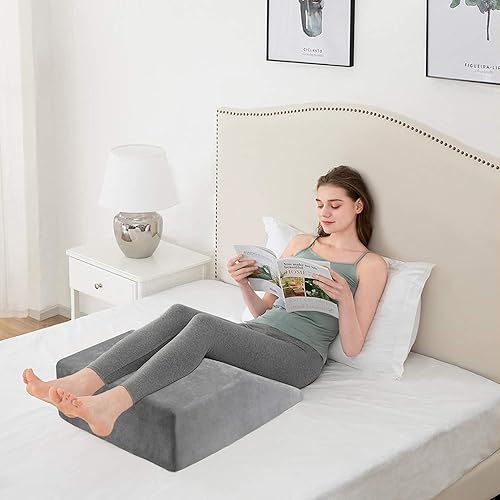 Miniatura 5 de Almohada de elevación de piernas con funda extraíble almohada de espuma viscoelástica de 8 pulgadas para dormir almohadas de cuña de circulación