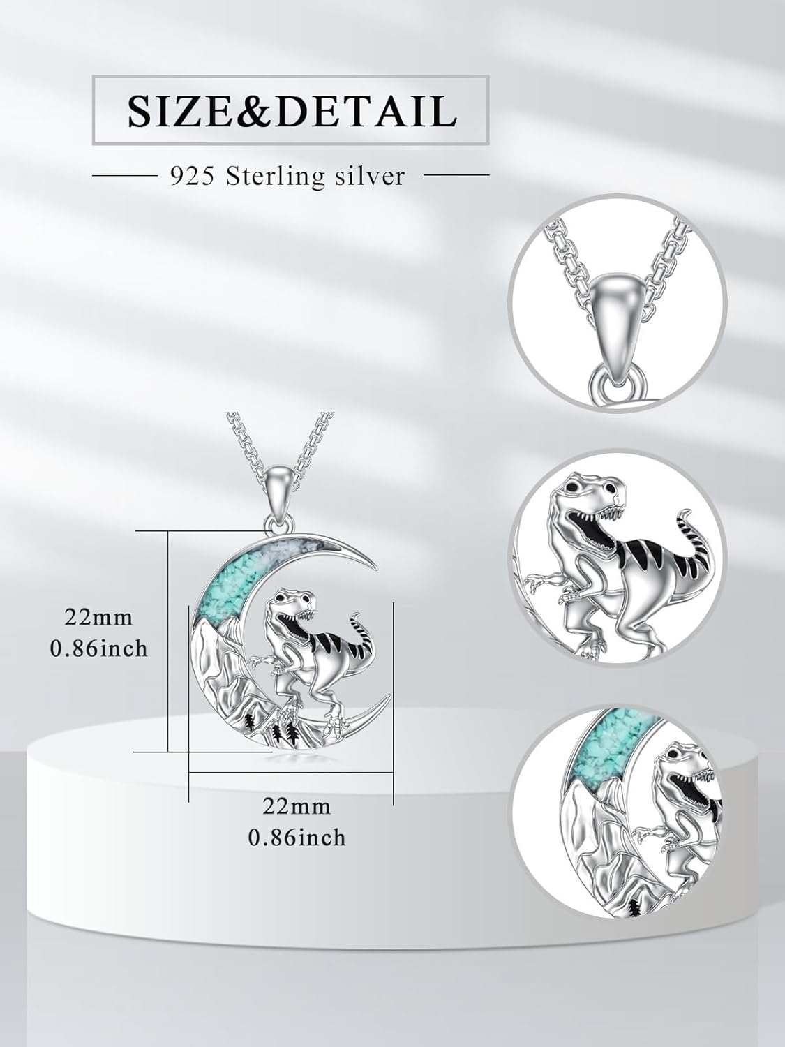 Turquoise Animal Necklace 925 Sterling Silver Crescent Moon Pendant Turquoise Jewelry Gifts for Women