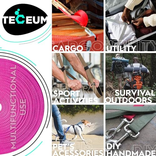 Image of TECEUM 3 /4 inch & 5 /8 inch & 1 inch & 1.5 inch & 2 inch Webbing - 10 25 50 Yards - 40+ Colors - Heavy Duty 1 Inch 1.5 Inch 2 Inch Backpack Straps - Webbing for Outdoors Indoors Crafting DIY