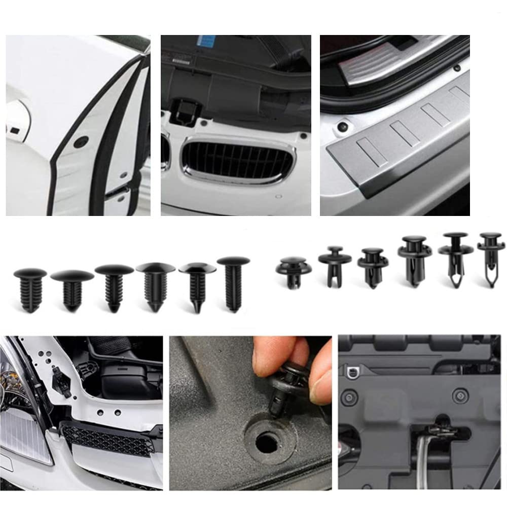 Set Di 350 Rivetti In Plastica Per Auto Con Strumenti Di Smontaggio - 6 Misure Diverse + Cuscini In Spugna - 4